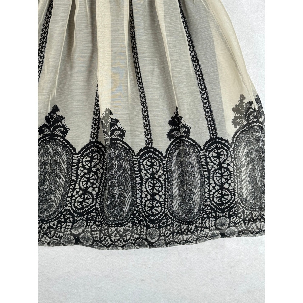 Ultra Pink Sequin Lace Border Print Dress Black Cream Sleeveless Party Small Y2K - Picture 4 of 7